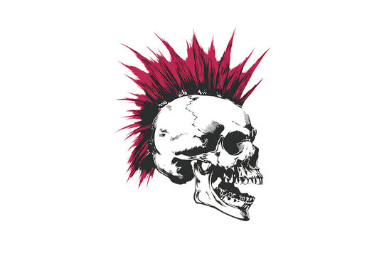 Punk rock skull with mohawk design