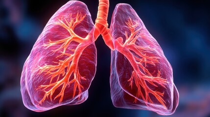 Detailed illustration of the human respiratory system highlighting the lungs