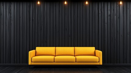 Cozy living room with a yellow sofa art gallery wall warm lighting modern decor ultra realistic resolution inviting and stylish interior design. A sunlit haven featuring a vibrant yellow