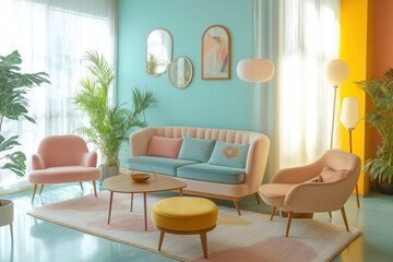Stylish Pastel-Colored Living Room