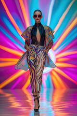 Fashion Model on a Vivid Runway