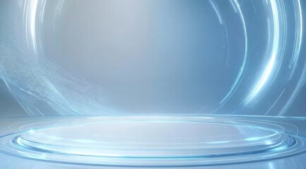 Futuristic Circular Platform with Glowing Blue Lights