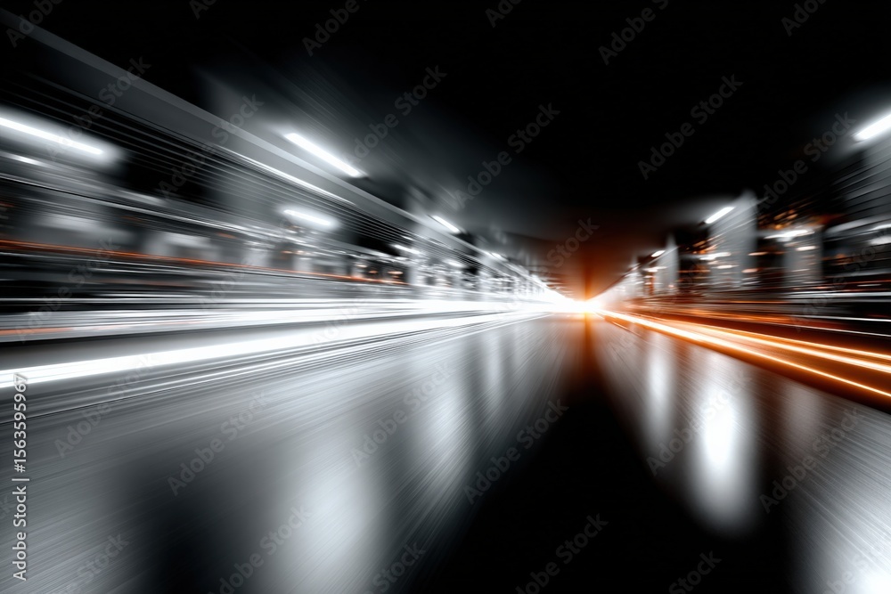 Poster abstract blurred motion of city street lights and vehicles at night with long exposure effect creati