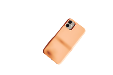 Elegant rose gold phone case, isolated on black background.