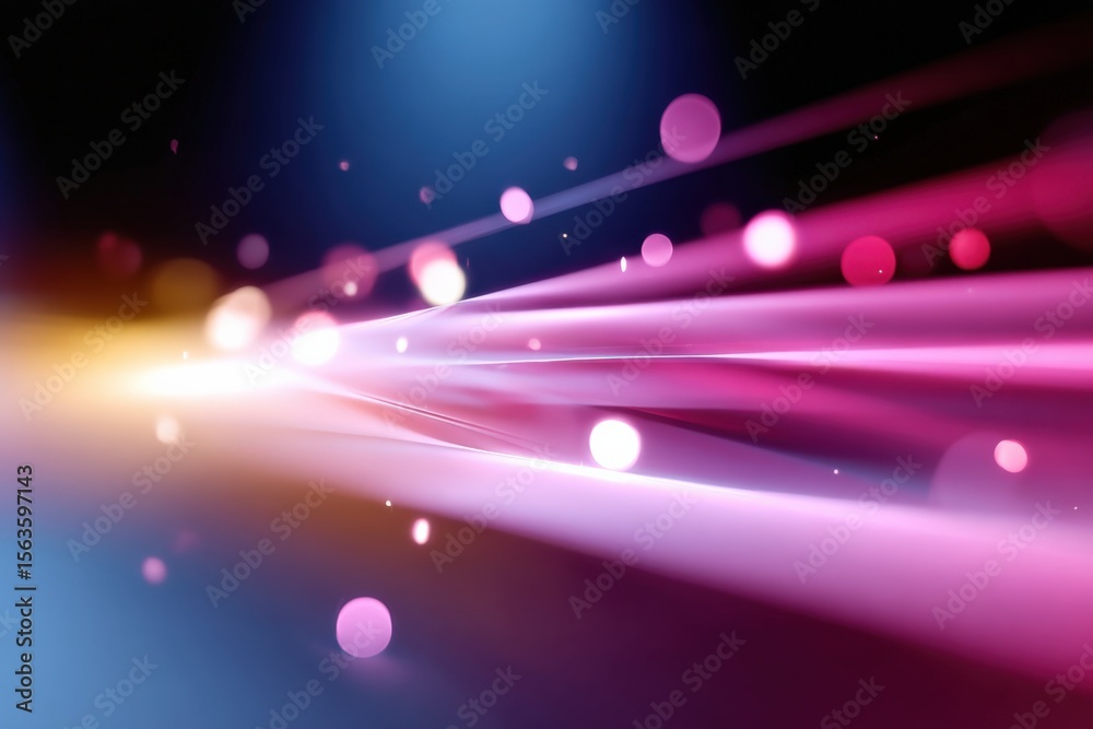 Aufkleber Vibrant Light Trails in Dark Background with Pink and Purple Bokeh Effect for Dynamic Abstract Photography and Creative Visual Design