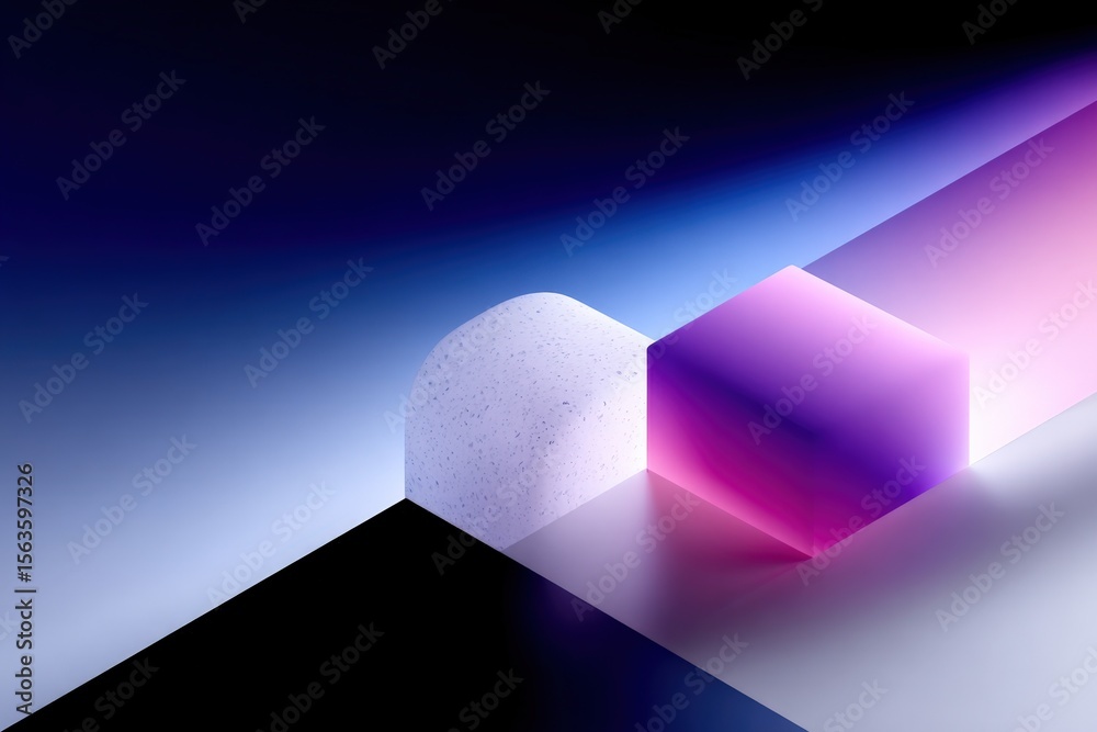 Aufkleber Abstract Modern Geometric Light Art with Neon Glow Shapes and Gradient Background in Futuristic Digital Style for Creative Design