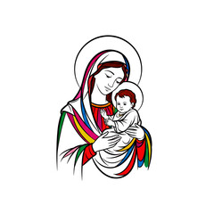 Naklejka premium Virgin Mary and Baby Jesus