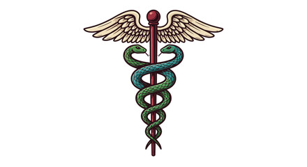 Caduceus symbol with snakes and wings - medical vector illustration for healthcare designs