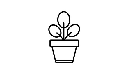 Potted plant icon in black outline style on white background