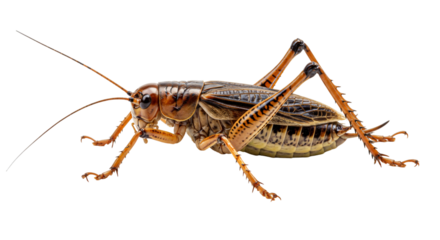 Camel Cricket on White Background – High-Detail Insect Image