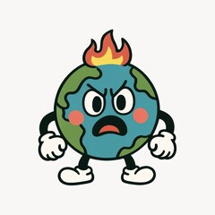 Fototapeta premium Angry Earth cartoon illustration