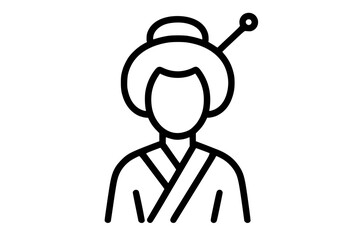 Vector Illustration of Traditional Geisha in Kimono