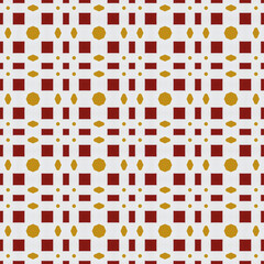  Modern Geometric Grid Pattern in Red and Yellow.
Seamless Plaid-Style Pattern with Squares and Circles.
Retro Color Palette Geometric Shape Background Design.
