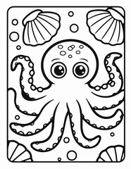 Fototapeta premium Cute Sea Animal Vector Coloring Pages