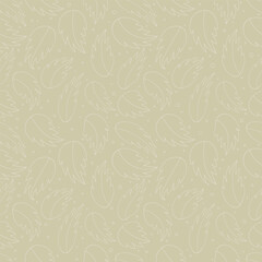 seamless pattern with outline leaves vector background in beige