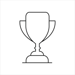 Trophy award cup icon symbol design in minimal outline black stroke vector illustration for sports competition achievement success and celebration.