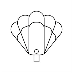 Parachute flying equipment outline icon vector illustration with minimal air adventure concept for sky diving safety gear and flight descent design.