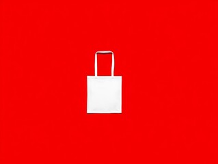 Blank tote bag on red background