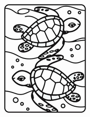 Cute Sea Animal Vector Coloring Pages