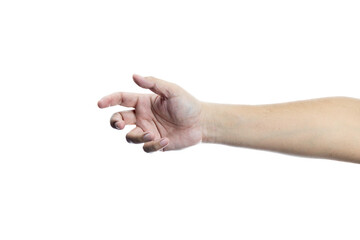 Open hand reaching out, ready to hold or receive, isolated on white background with clipping path. Ideal for concepts of offering, giving, or grasping.