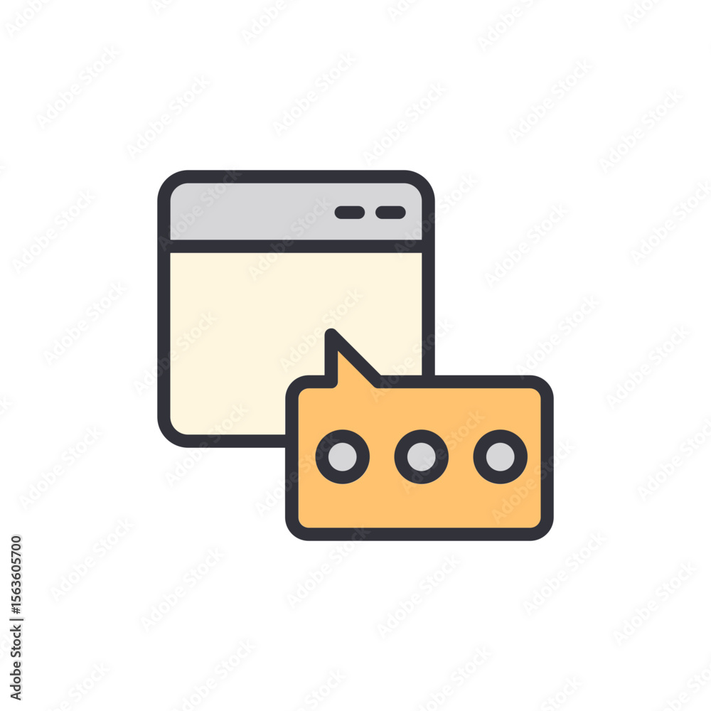 Poster minimalist web page with dialog box representing communication technologies