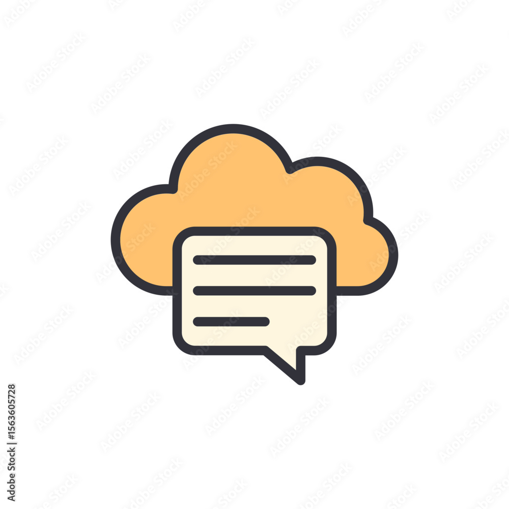 Poster cloud-based communication: message notification with soft edges on transparent base