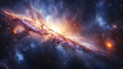 Fototapeta premium Cosmic nebula explosion with bright light in deep space