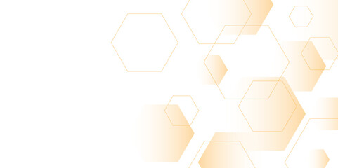 white and orange technology hexagonal abstract background. Abstract gradient hexagon digital technology background. Vector abstract graphic design banner pattern presentation background web template.	