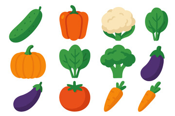 Colorful assortment of fresh vegetables displayed on a white background showcasing healthy eating options