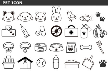 シンプルなペットのアイコンイラストセット