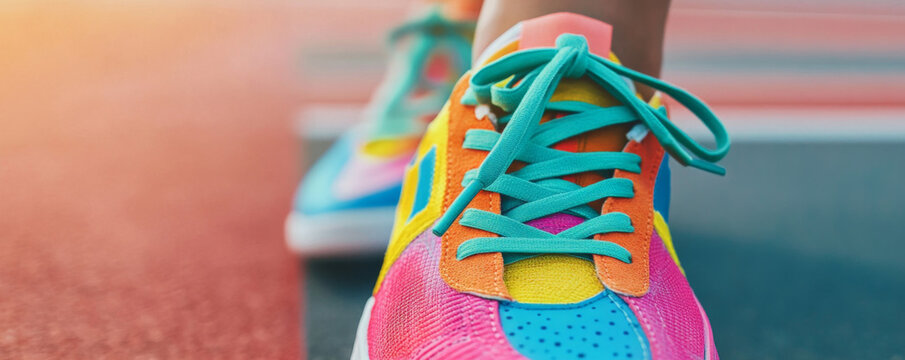 Colorful Athletic Shoes with Vibrant Design and Laces