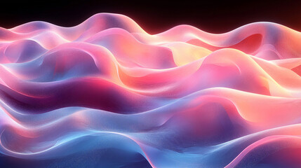 Fototapeta premium Colorful abstract waves flowing on dark background, digital art (1)