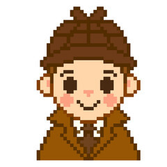Fototapeta premium Flat Design Pixel Art Detective Illustration