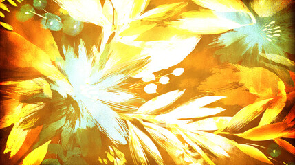Rich floral golden background with textured background. Warmth and vibrancy for artistic inspiration and creative projects