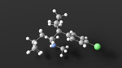 sibutramine molecule 3d, molecular structure, ball and stick model, structural chemical formula appetite suppressant