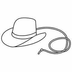 Cowboy hat and lasso on a white background western rodeo