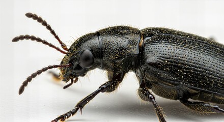Extreme Macro Shot of a Carpet Beetle on White Background
