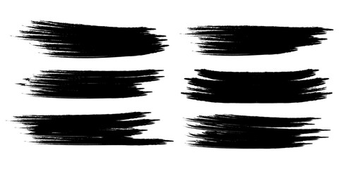 Black brush stroke set isolated on background. Paint brush stroke vector for ink paint, grunge design element, dirt banner, watercolor design, dirty texture. Trendy brush stroke, vector illustration