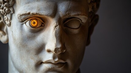 Ancient bust with glowing eye