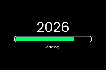 Loading process ahead of new year 2026. Symbol of new year 2026 celebration. Creative festive banner with trendy design.