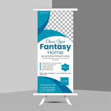 Modern Real estate Business Pull up banner template design. Clean, Professional and editable vector design. latest and elegant design.
