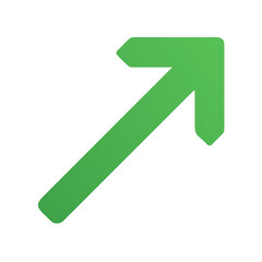 Green arrow pointing up and to the right isolated on transparent background