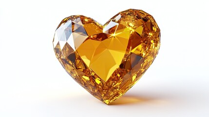 Golden heart-shaped jewel isolated on white background, Valentine's Day love symbol design.