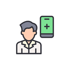 Doctor Consulting Via Mobile Health Application With Transparent Background