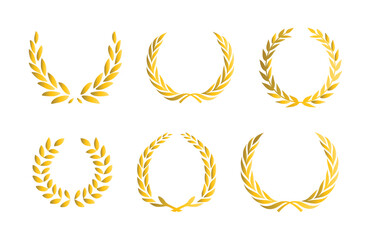 Gold Laurel Wreath Icon Set