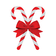 Christmast Candy with ribbon on white background