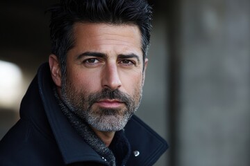 Obraz premium Thoughtful Man with Beard in Urban Setting Portrait Shot