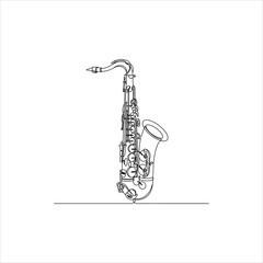 Naklejka premium Line art illustration of saxophone