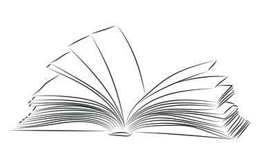 Continuous one line art of book opening vector illustration, Continuous one-line drawing of book opening vector graphic illustration. 