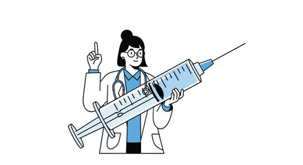 Fototapeta premium Healthcare professional expertly holds a massive syringe demonstrating medical treatment and patient care concepts